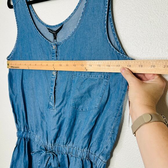 NWT W118 Vivian Scoop Neck, Sleeveless, Half Button drawstring waist Romper L - Picture 9 of 11